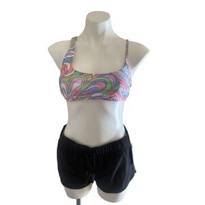 Salt + Cove Colorblocked Longline Bikini Top Multicolor - Size XL